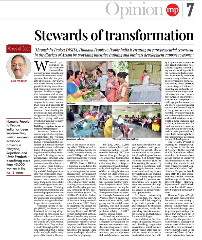 Wonderful initiative in Assam by an awarding winning NGO, Humana People to People as they empower women by creating self-employment opportunities through training. The model created is replicable and scalable in the true spirit of <a href="/nexusofgood/">Nexus of Good</a>
millenniumpost.in/opinion/nexus-…