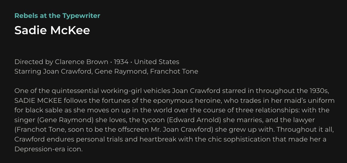 Cinema's First Nasty Women🎞️ (@nastysilents) on Twitter photo We are in love with this REBELS AT THE TYPEWRITER program on <a href="/criterionchannl/">Criterion Channel</a>!!!
But want to know why the *women writers* at hand aren't highlighted or even mentioned in the film notes? Tell us more about their lives & their work (and their names!), <a href="/criterionchannl/">Criterion Channel</a> 🖊️🎞️❤️ We are in love with this REBELS AT THE TYPEWRITER program on <a href="/criterionchannl/">Criterion Channel</a>!!!
But want to know why the *women writers* at hand aren't highlighted or even mentioned in the film notes? Tell us more about their lives & their work (and their names!), <a href="/criterionchannl/">Criterion Channel</a> 🖊️🎞️❤️