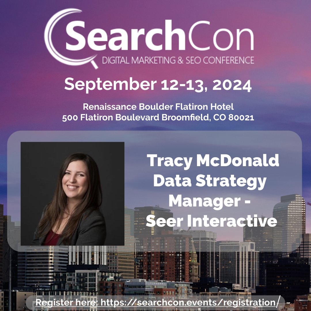 SearchConSEO's tweet image. 📣 Meet our final #SearchCon speakers:
🎤 Tracy McDonald: Data Strategy Manager at @SeerInteractive  Interactive.
🎤 Dan Stratford: CEO &amp;amp; Founder of Stratex Digital Marketing.
🎤 Mark Kutowy: VP of Sales at @ImarkLimited.

🗓️ Schedule: lnkd.in/gyqjtJbW