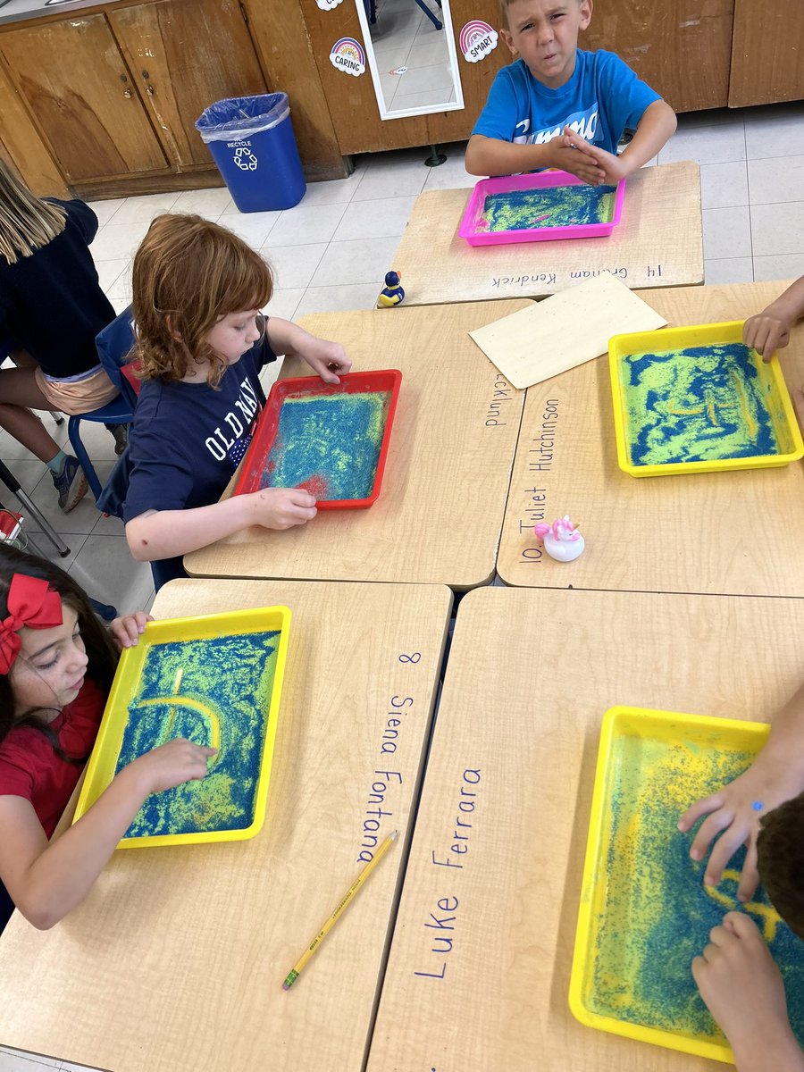 Students enjoyed trying out their new sand trays to practice letters!