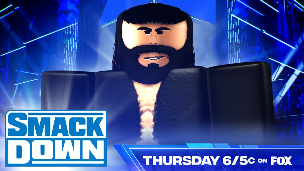 WWERPMedia's tweet photo. Tomorrow on #WWERPSmackdown

🔥 @Mxcho3x Returns after the Payback Fallout

🎖️ @itscheIseagreen defends her WWERP Women's Championship against @90sfantasy_ 

🌎 Champ vs Champ action @Hood33x &amp; @BloxyStyles 

🤠 "The Beast" #ChiefLesnar takes on @DoubleTBNT 

📺 6/5c on @Roblox https://t.co/IrJ7eezcXj