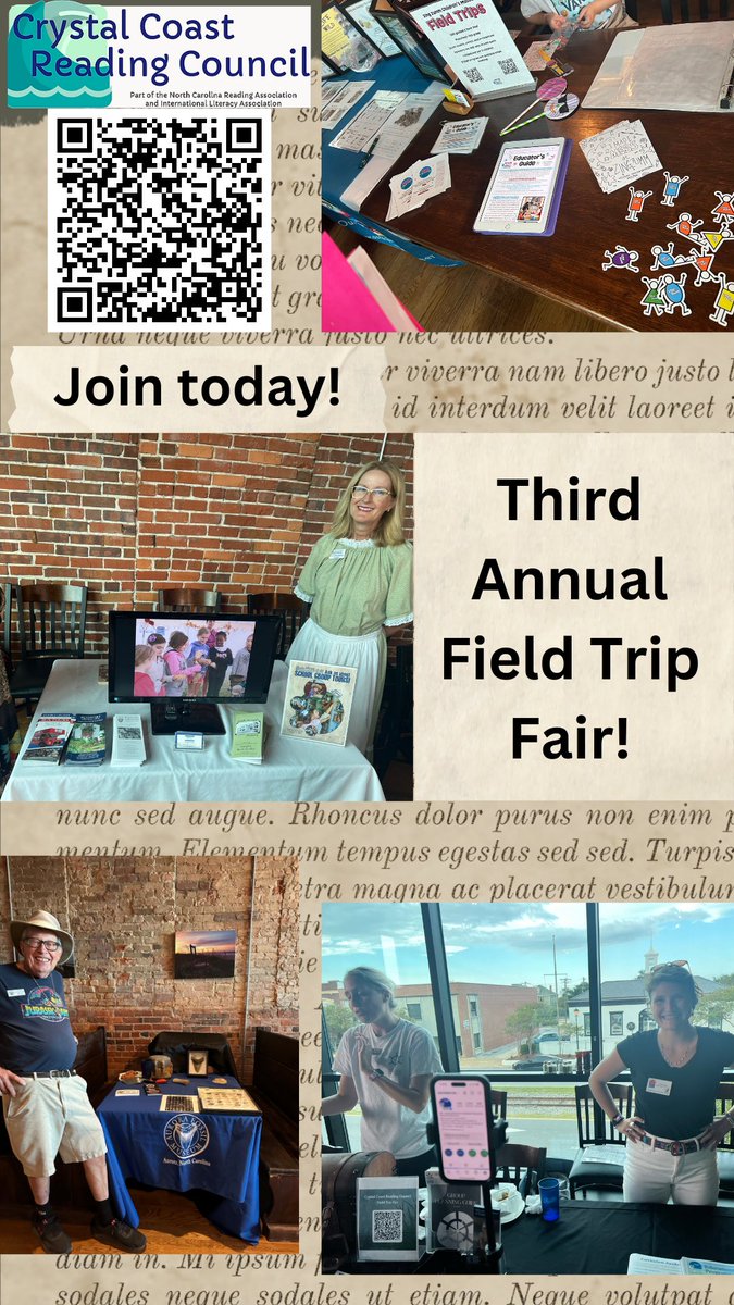 Thanks to the our community organizations &amp; businesses who came to our 3rd annual CCRC Field Trip Fair! Lots of great ideas for field trips in Carteret, Craven, &amp; Onslow Counties, + Young Authors Project &amp; #GRA24 ! Join our council today to learn more! <a href="/NCReadingAssoc/">NCRA</a>