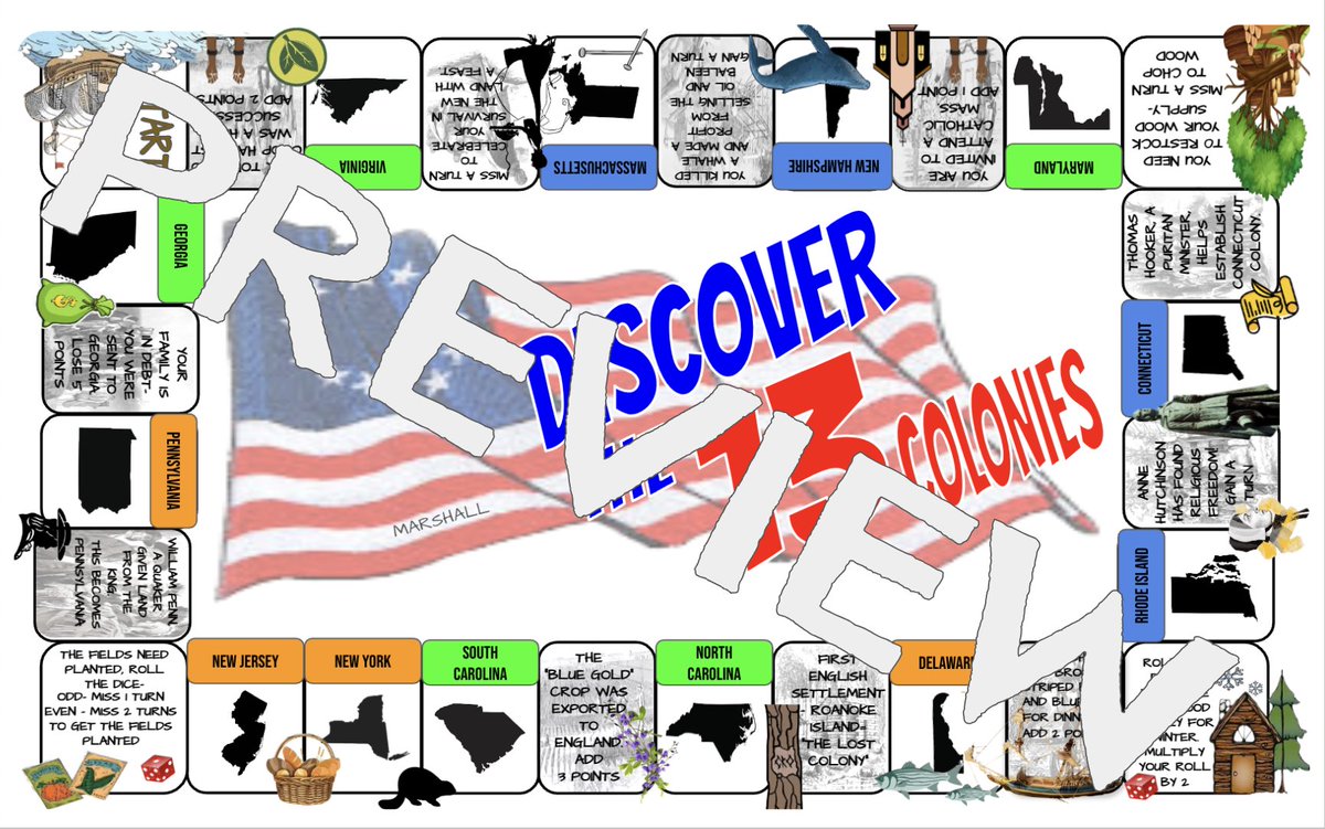 Marshall_AmyL's tweet photo. 13 Colonies Review- 100% Engagement playing my Discover The 13 Colonies game! Individual student docs, playing cards, and historical board game included!  🤩 https://t.co/J4mzWQCIIP