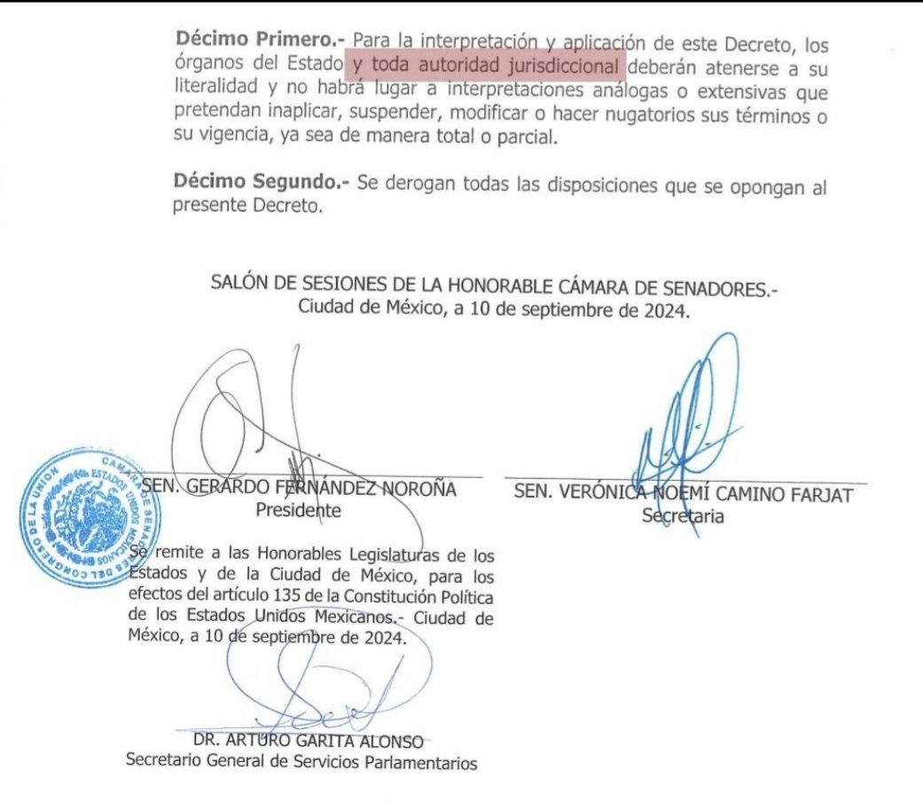 SergioSarmiento's tweet photo. El decreto de la reforma judicial no admite interpretaciones, suspensiones, modificaciones o fallos nugatorios. Es un decreto dictatorial. https://t.co/rm4aWl8kqx