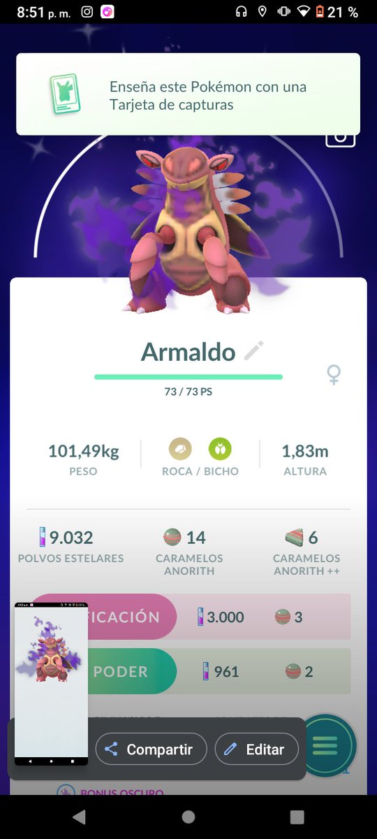 LUISVALDIVIAZA1's tweet photo. No tenía el vario color así q gracias?
#PokemonGOApp https://t.co/d7MWQ8upA1
