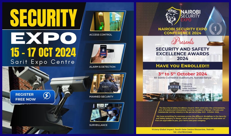 BarryIpapo's tweet image. To those interested in security matters, there are two upcoming events for you.
1. Nairobi Security Expo; 3rd to 5th Oct at All Saints Cathedral Auditorium.
2. Security Expo East Africa 15th - 17th Oct 2024 Sarit Expo Centre.

Safety and Security begins with you

via @SpaCorps