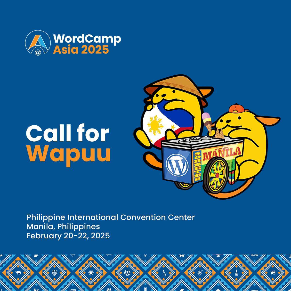 🚨 Designers and Wapuu fans! 🚨

Submit your Wapuu design for #WordCampAsia 2025! 
Everyone is welcome to participate, and the winning Wapuu will be featured throughout the event!🎨🌏

Let’s see your creativity! 🙌

👉 For more details, visit: buff.ly/4d15wec

#WCAsia