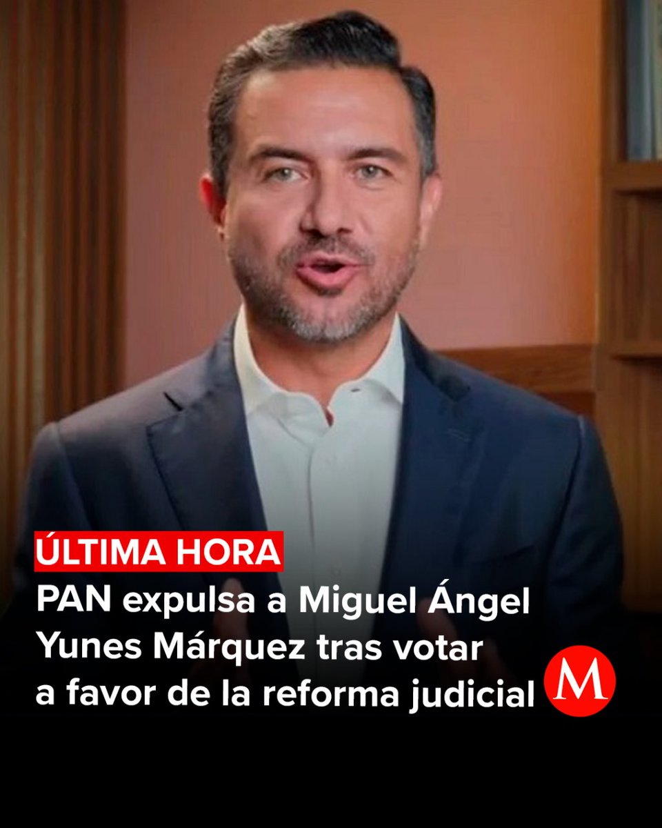 🚨 #ÚLTIMAHORA | PAN expulsa a Miguel Ángel Yunes Márquez tras votar a favor de la reforma judicial

El partido también expulsó a su padre y suplente en el Senado, Miguel Ángel Yunes Linares. mile.io/3XuDG4y