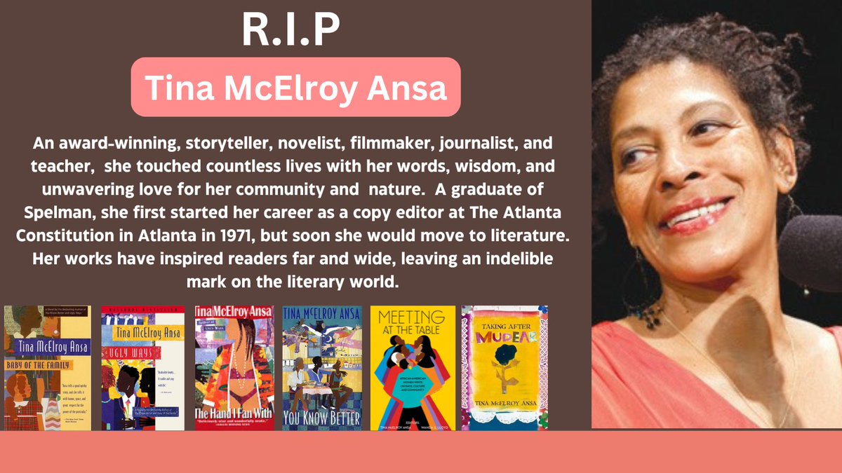 A celebrated literary icon, Tina McElroy Ansa was a dear friend and mentor to many.  Rest in power!
#RIP 
<a href="/MGMeditor/">Wanda S. Lloyd, author | journalist</a>