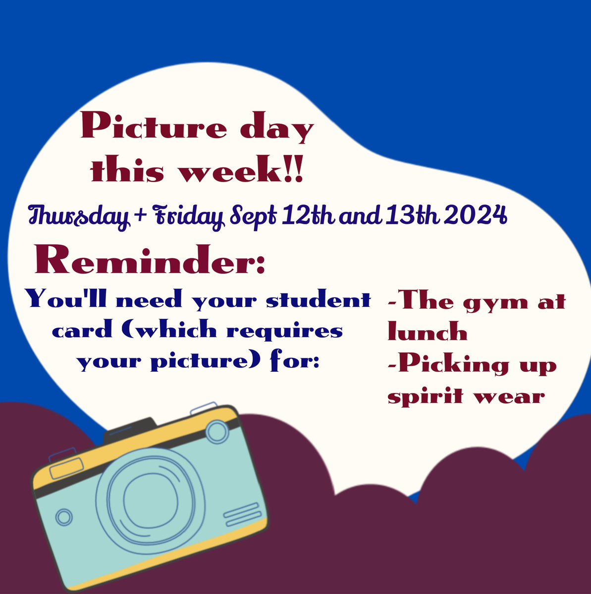 Reminder Titans… tomorrow and Friday is picture day!! Bring your best smiles!!