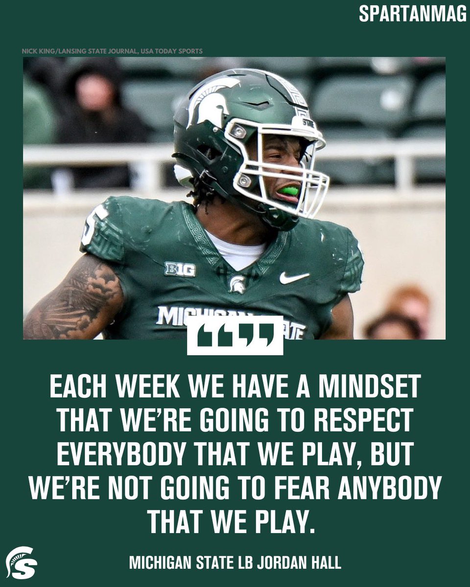 Michigan State sophomore LB Jordan Hall says the mindset for the Spartans hasn’t changed this week from Big Ten foe Maryland to FCS opponent Prairie View A&amp;M this week..

#GoGreen