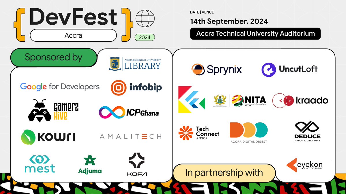 UncutLoft's tweet photo. 🎉 We're thrilled to announce that @UncutLoft is a proud partner for hashtag #DevFestAccra 2024, hosted by @GDGAccra 🚀 It's a huge privilege to be part of this amazing event, bringing developers together to build, learn, and innovate.

Stay tuned! https://t.co/OdX2GanyVj