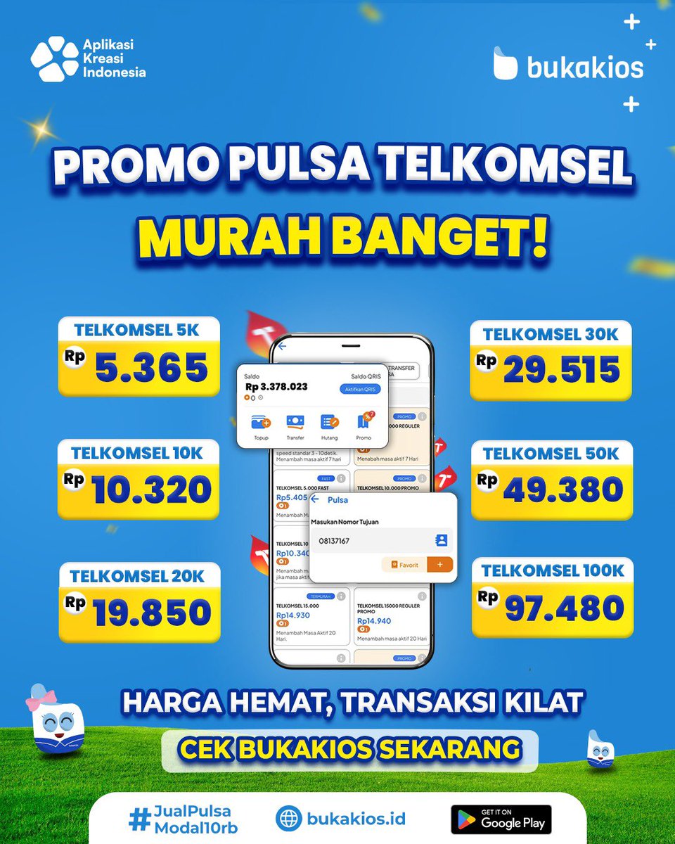 bukakiosnet's tweet image. Promo Spesial Pulsa Telkomsel! 
Nominal Makin besar, Makin Murah🤩 Yuk cek Bukakios Sekarang✨

#PulsaTelkomsel #PulsaTelkomselMurah #PromoTelkomsel #PulsaMurah #Bukakios #SemuaBisaBukakios #JualPulsaModal10Ribu