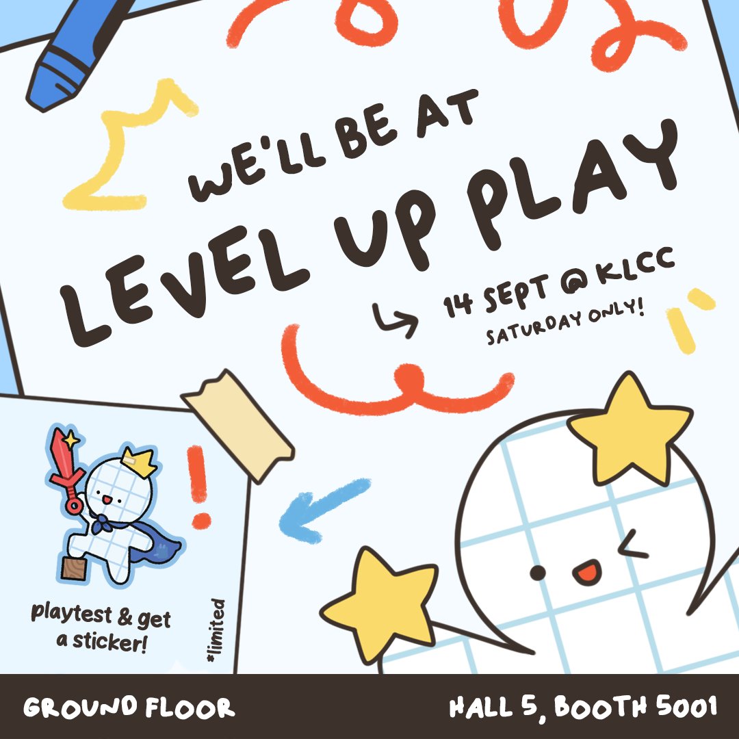 paperpal_game's tweet image. we&apos;ll be showcasing our #studentgame at #levelupplay this weekend (˵ •̀ ᴗ •́ ˵ ) ✧ 
playtest our game at booth 5001 (under UOWM) and get a cute lil sticker!

📍 KLCC, hall 5, booth 5001 
📅 14 sept (saturday only!)