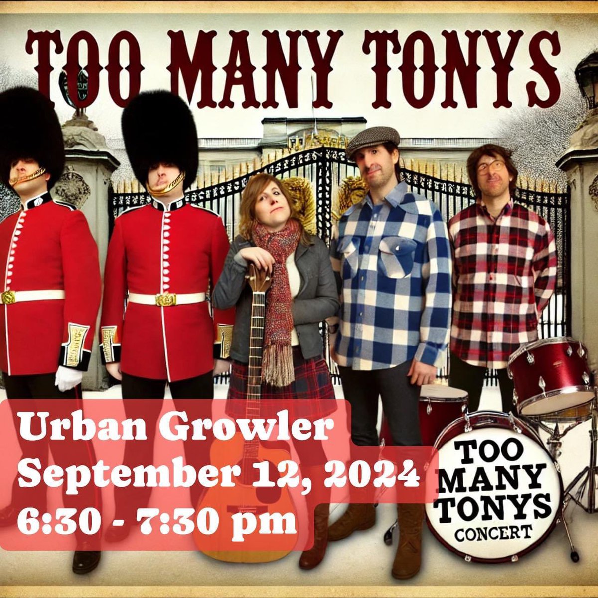 I’m in a band. We’re called Too Many Tonys. We play covers and our first public gig is tomorrow night at Urban Growler from 6:30 to 8:30 pm. It’s almost certain that this show will lead to a lucrative record deal, so come out while you can still see us for free.