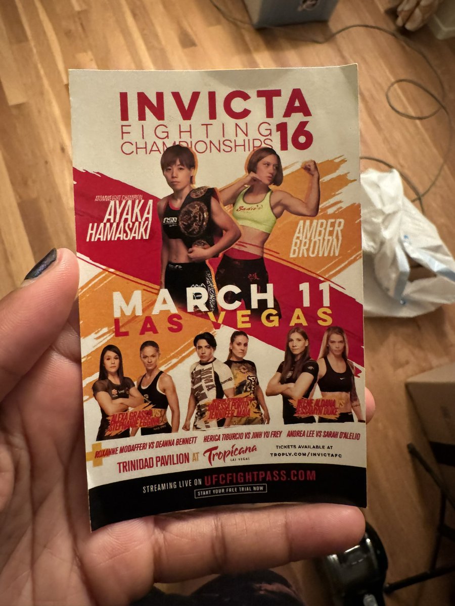 AngieOverkill's tweet image. Unpacking and came across this flyer from a fight care where I filled in for Grasso so last minute they didn’t have time to change the pic. Some lucky person with signed posters has 1 of the 4 I drew an Afro on Grasso before they made me stop 😂 #UFCNoche #LetsGoChamp #InvictaFC