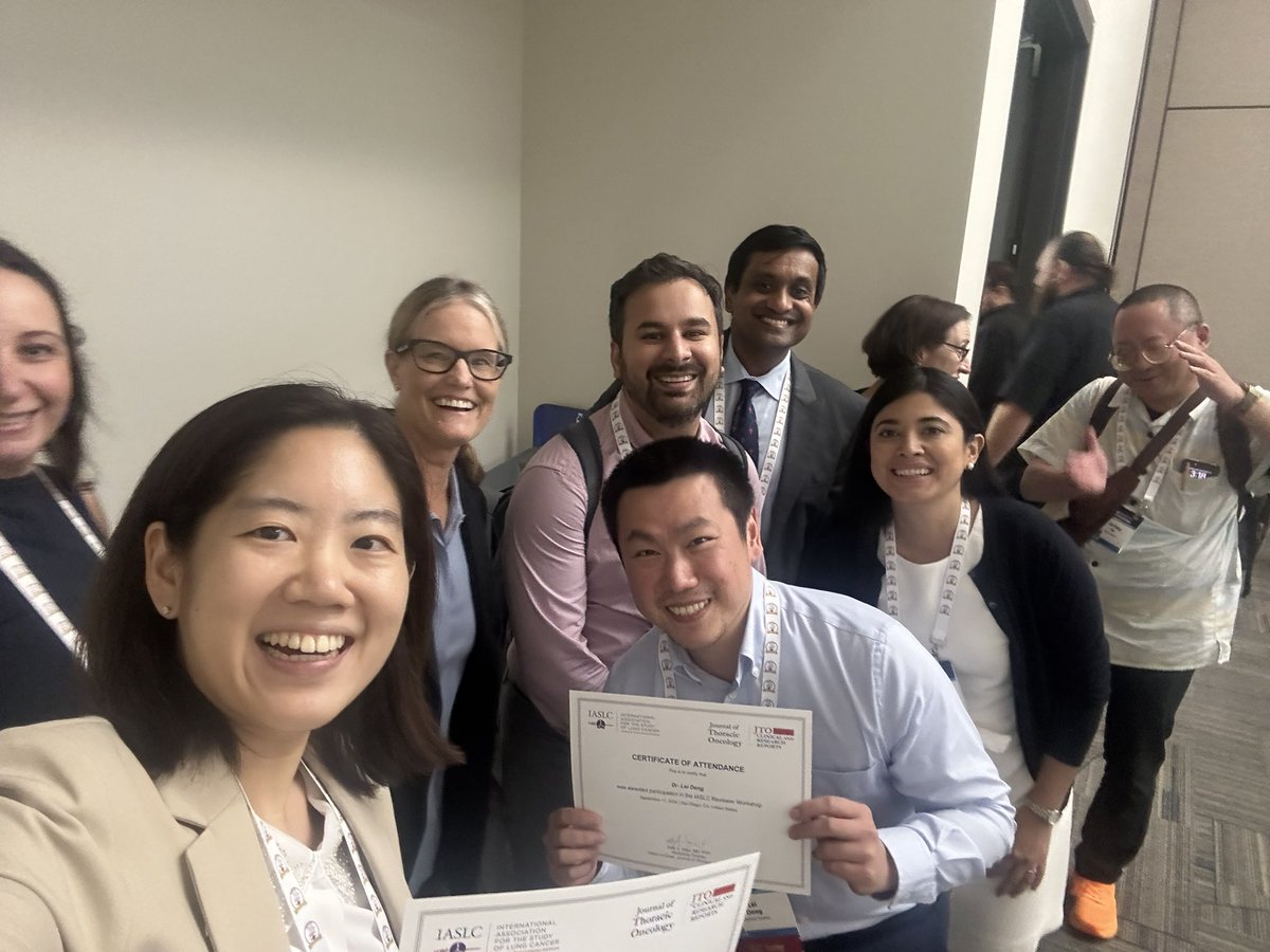 Rajat Thawani (@rajatthawani) on Twitter photo Our attempt at the Ellen ‘Oscar selfie’ at the <a href="/JTOonline/">JTO & JTO CRR</a> reviewer workshop before leaving San Diego!
Thank you to the faculty <a href="/DrAlexAdjei/">Alex A. Adjei</a> <a href="/KarenReckampMD/">Karen Reckamp</a> <a href="/oncoOuLungCA/">Sai-Hong Ignatius Ou</a> <a href="/vs_lim/">Vun-Sin Lim, PhD</a> for such an amazing last day at #WCLC24
<a href="/IASLC/">IASLC</a> #lcsm Our attempt at the Ellen ‘Oscar selfie’ at the <a href="/JTOonline/">JTO & JTO CRR</a> reviewer workshop before leaving San Diego!
Thank you to the faculty <a href="/DrAlexAdjei/">Alex A. Adjei</a> <a href="/KarenReckampMD/">Karen Reckamp</a> <a href="/oncoOuLungCA/">Sai-Hong Ignatius Ou</a> <a href="/vs_lim/">Vun-Sin Lim, PhD</a> for such an amazing last day at #WCLC24
<a href="/IASLC/">IASLC</a> #lcsm