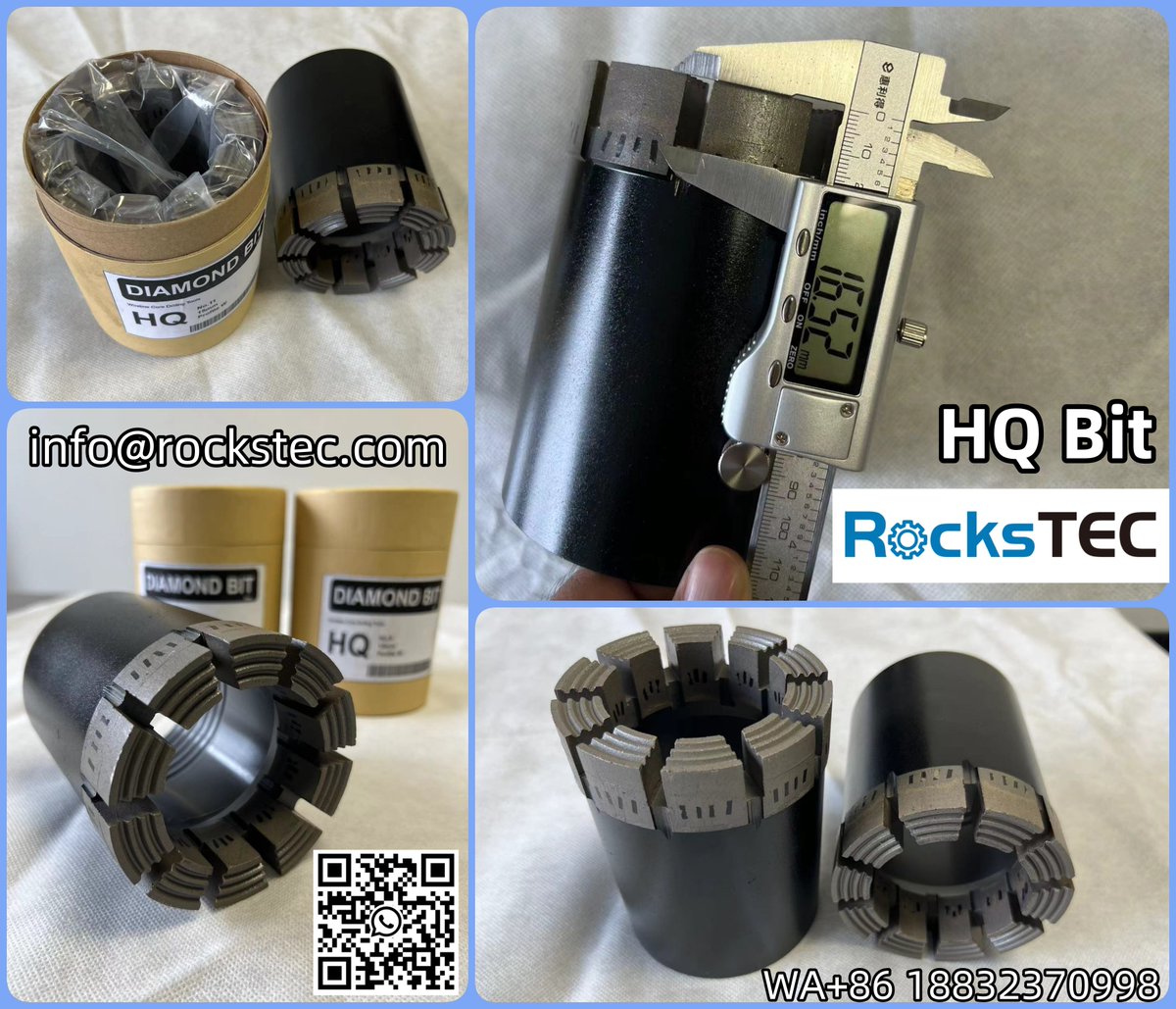 RocksTec2024's tweet image. HQ diamond core bits, 15mm matrix height, for hard rock core drilling
*
We supply diamond drilling tools &amp;amp; DD rigs
Please contact RocksTEC if you may in need of any drilling tools.
rockstec.com
info@rockstec.com
WA+86 18832370998
#diamonddrilling #diamondcorebit #HQ