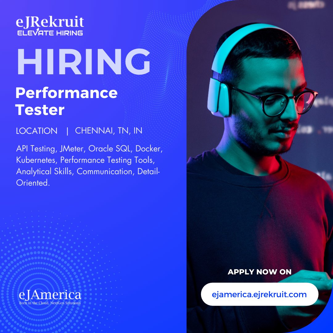 ejangar's tweet image. Apply Now - ow.ly/8EBC50TlB0U

Our software needs a detective like you! If hunting down system slowdowns and boosting speed is your superpower, this job is for you.

#PerformanceTesting #PerformanceTester #SoftwareTesting #QACareers #TechJobs #eJAmerica #eJRekruit