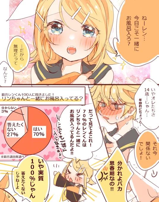 鏡音お風呂問題♨※このあと一緒に入った 