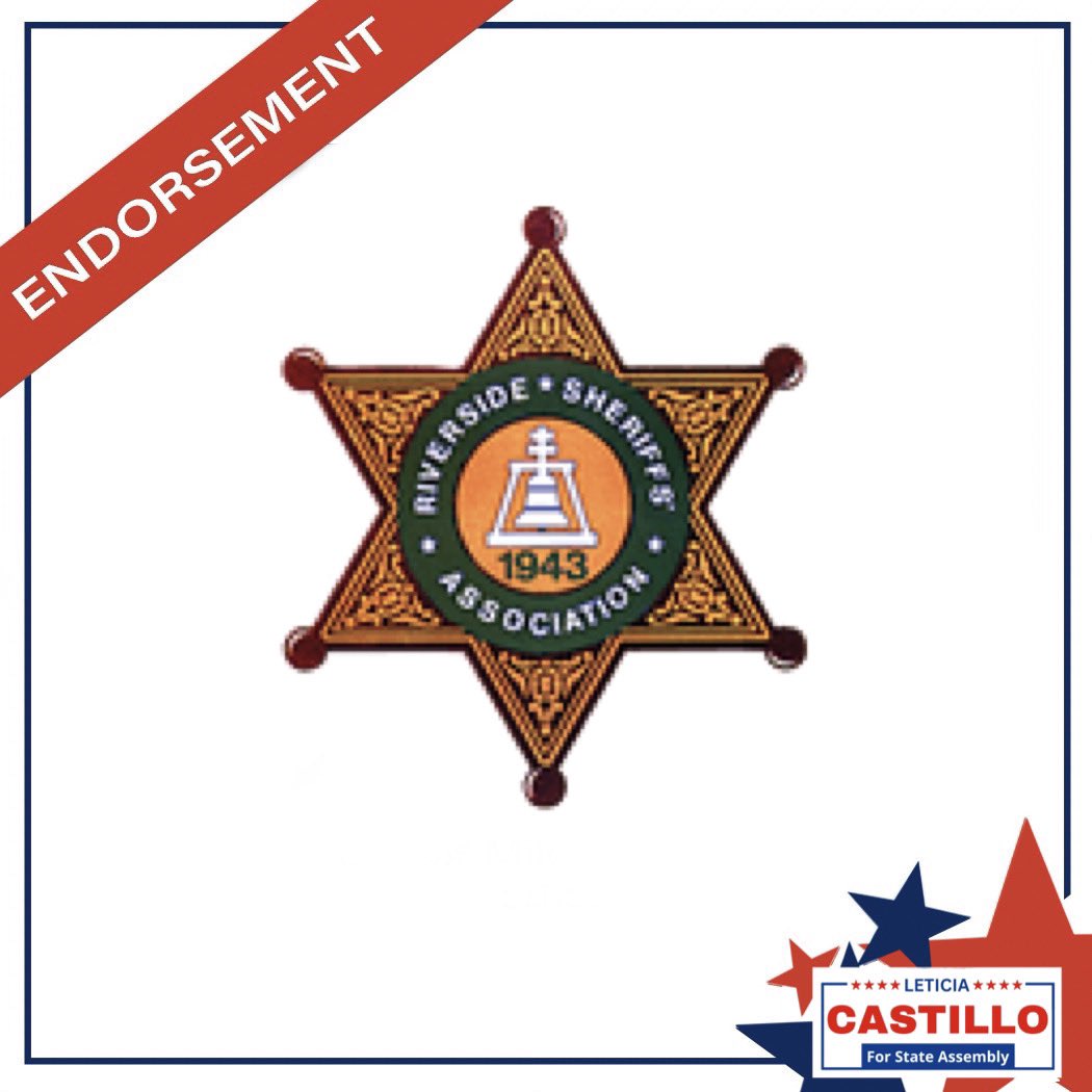 Letici_Castillo's tweet photo. Riverside Sheriff's Association (RSA) endroses Leticia Castillo for Assembly 2024.
I am honored to receive the endorsement from RSA in my race for California's 58th Assembly District.
#RSA #RiversideSheriffsAssociation #PublicSafety
#YesOn36 #AD58 #CastilloForAssembly https://t.co/MDUjIWVz7z