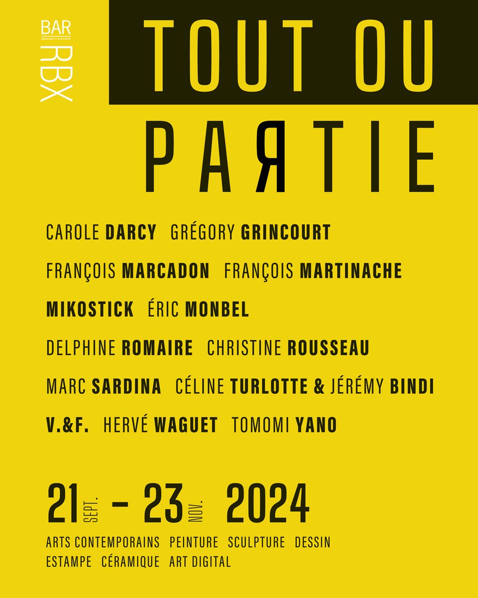 "Tout ou partie". Vernissage 20 sept. à partir de 18:00 — Dim’BAR  22 sept. lecture à haute voix participative "fragments" &amp; goûter #BARRbx #Iloverbx #hellolille #HDF #jedp2024 #exposition #contemporaryart #peinture #dessin #photo #digitalart