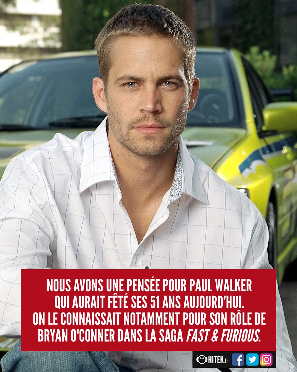 Hitekfr's tweet photo. Nous avons une pensée émue pour #PaulWalker qui aurait fêté ses 51 ans aujourd'hui 🕊 #FastAndFurious #BryanOConner https://t.co/4qySeESxQ9