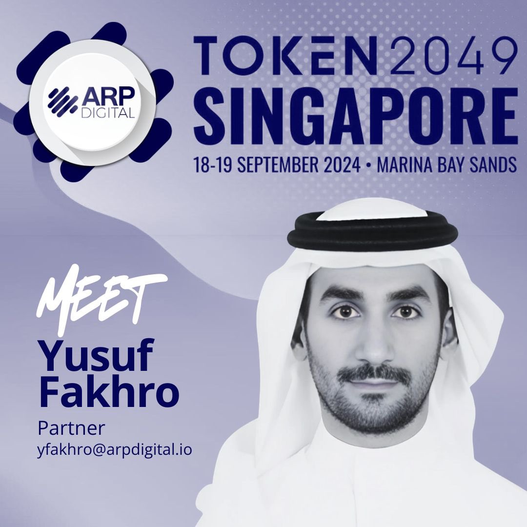 Our partner Yusuf Fakhro will be attending Token 2049 in Singapore’s Marina Bay Sands! Reach out to connect and explore the latest trends in digital assets. #Token2049 #CryptoEvents #ARPdigital