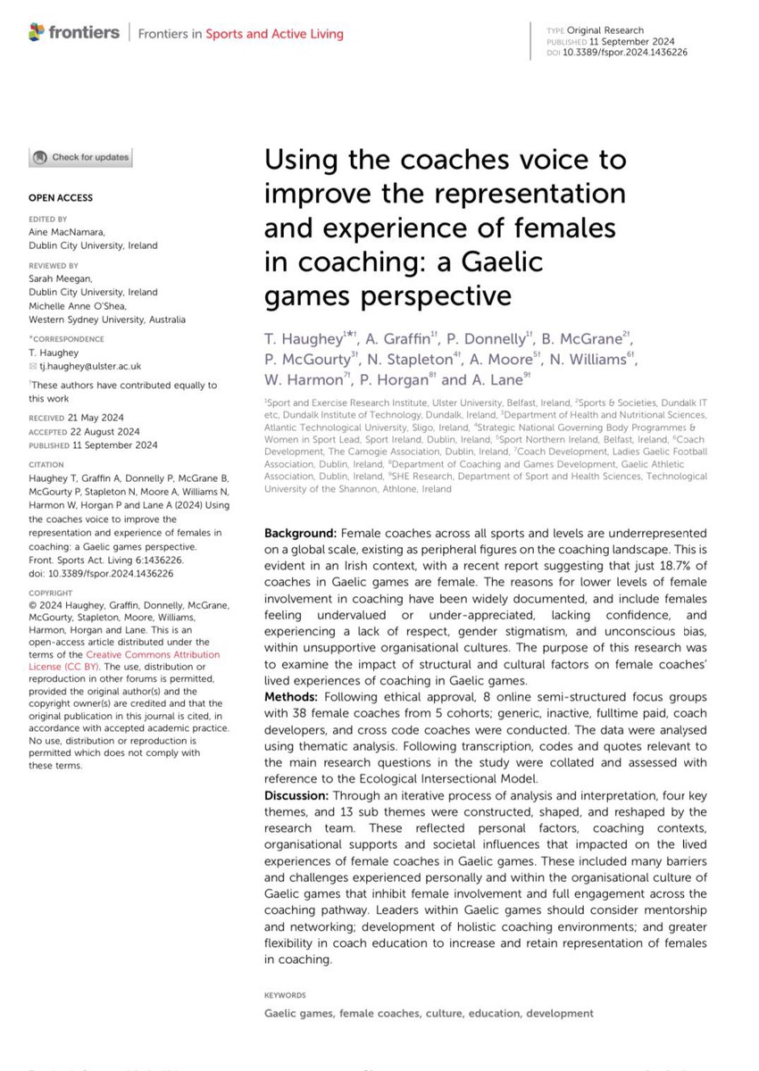 Women Gaelic games coaches are too few in number and their experiences could be improved….always good to look in the mirror and see where you can be better. Super crew involved in this too 😊