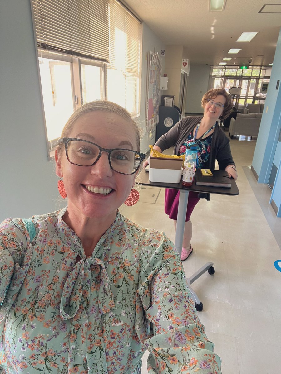 Double trouble? I love teaming up with Ms. Rebok as we roll through the hallways with our mobile desks collaborating and discussing the day's events. She leads and teaches with heart and purpose, and our school is fortunate to have a teacher like her! <a href="/RebokYMS/">Jacqueline Rebok</a> #goyms
