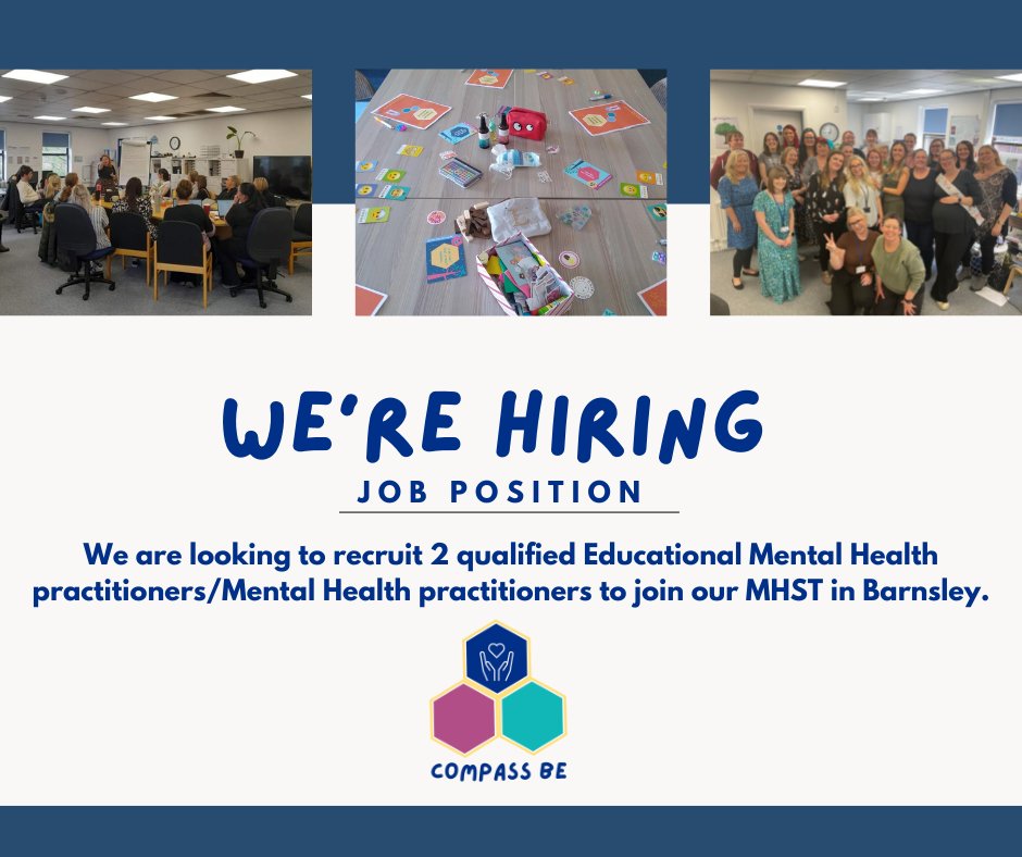 We're hiring!! 📣 
We are looking to recruit 2 qualified Educational Mental Health Practitioners to join our MHST in Barnsley. Are you an experienced professional with a passion for supporting children &amp; young people's wellbeing &amp; mental health? 
Click the link below 👇
