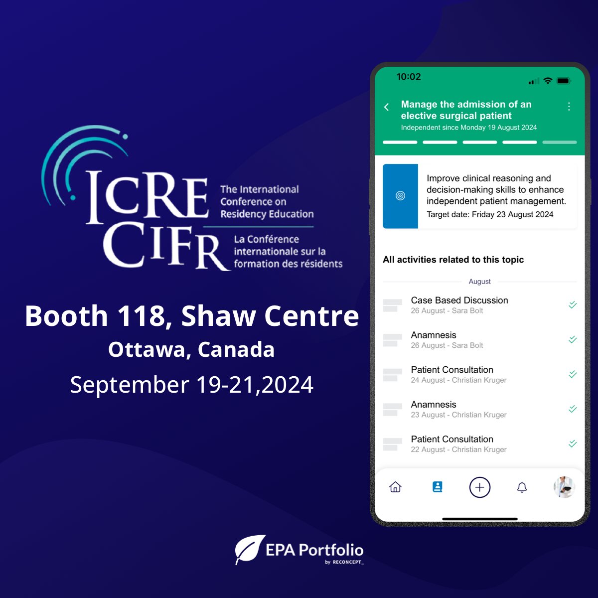 EPAPortfolio's tweet photo. We are attending the world’s largest residency education conference @ICREConf! Join us at booth 118 next week to see how our EPA Portfolio empowers residents to take control of their medical journey with a intuitive app for tracking and assessing learning progress.

#ICRE2024 https://t.co/emy56oI9IN