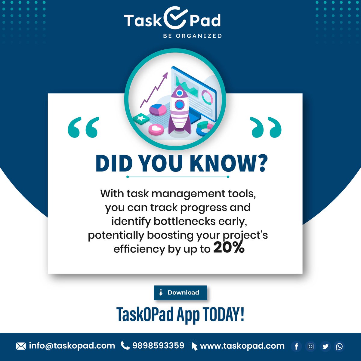 taskopad's tweet image. Download TaskOPad App to boost project efficiency by up to 20%, detect bottlenecks early and streamline your workflow with real-time tracking and improved collaboration!

#TaskOPad 
#BoostYourProject
#EfficiencyUnlocked
#SmartTaskManagement