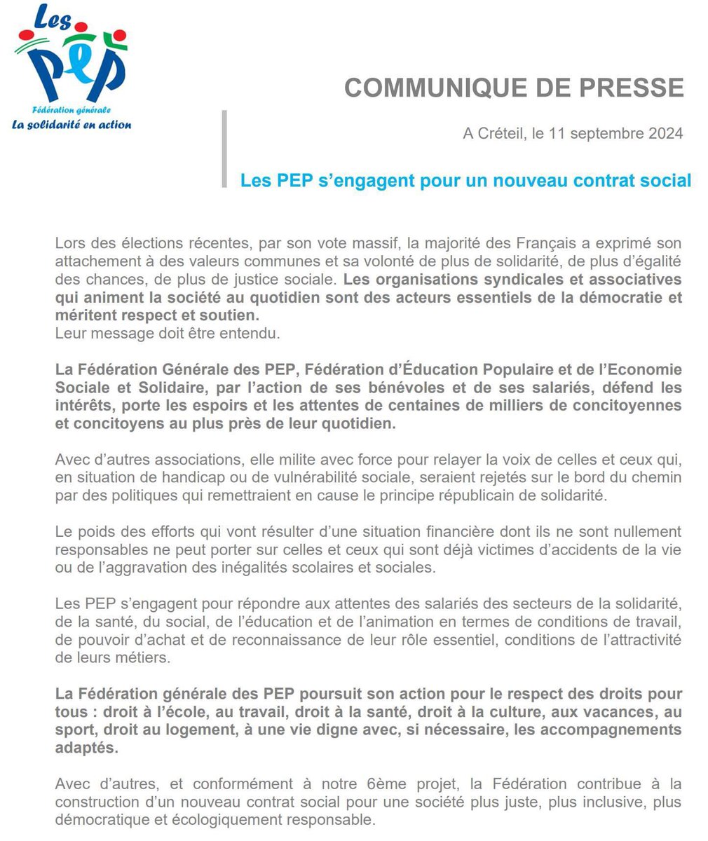 La Fédération Générale des PEP tweet media