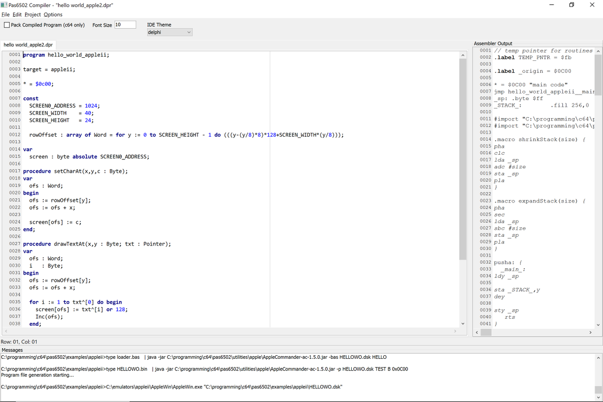 SyntaxErrorSoft's tweet image. Apple II support for #Pas6502 progress!! #AppleII #testing #Pascal #Crosscompiler #8BitCoders