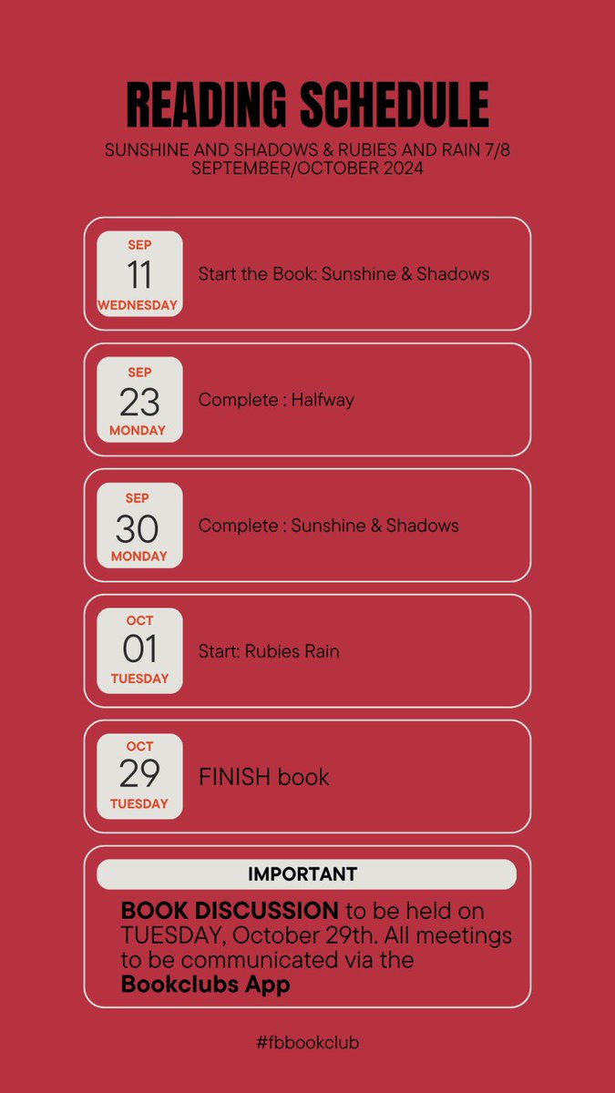 Join us #FullyBookedBookClub as we read <a href="/khumalo_busie/">Busisekile  Khumalo</a>’s Sunshine &amp; Shadows in September, followed by Rubies &amp; Rain in October. We use the <a href="/bookclubshq/">Bookclubs</a> app - search for Fully Booked Book Club on the app for updates. 

<a href="/VuvuVena_Reads/">VuvuVenaReads|| SA BookTuber</a> <a href="/bookish_nonhly/">Bookish Nonhly</a> #bookedoncharity #BookTwitter