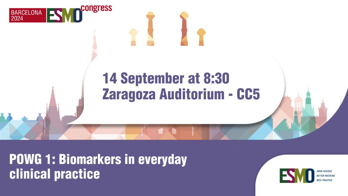 ‼️ Would you like to dive into the topic of integrating #biomarkers into #ClinicalPractice &amp; their role in #CancerTreatment? Do not miss the POWG 1 session on “Biomarkers in everyday clinical practice”
#IAmAPractisingOncologist #BCSM #mCRPC #NGS #ESMO24
📌ow.ly/fVGI50TlJAj