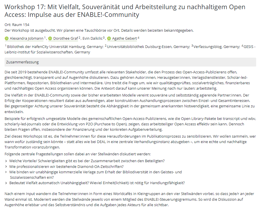 v_i_o_l_a's tweet photo. Auf in die letzten Workshops der #oat24! Ich bin in #Workshop17, "Mit Vielfalt, Souveränität und Arbeitsteilung zu nachhaltigem Open Access: Impulse aus der #ENABLE!-Community". Die Website der Community: https://t.co/hxdxrDlqqD. #OpenAccess #Vernetzung #Austausch https://t.co/VKuZavKGf6