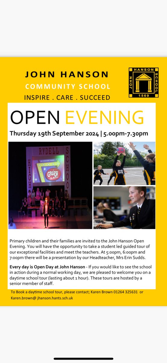 There will be 3 presentations by our Headteacher, Erin Sudds
5pm
6pm
7pm
#inspirecaresucceed