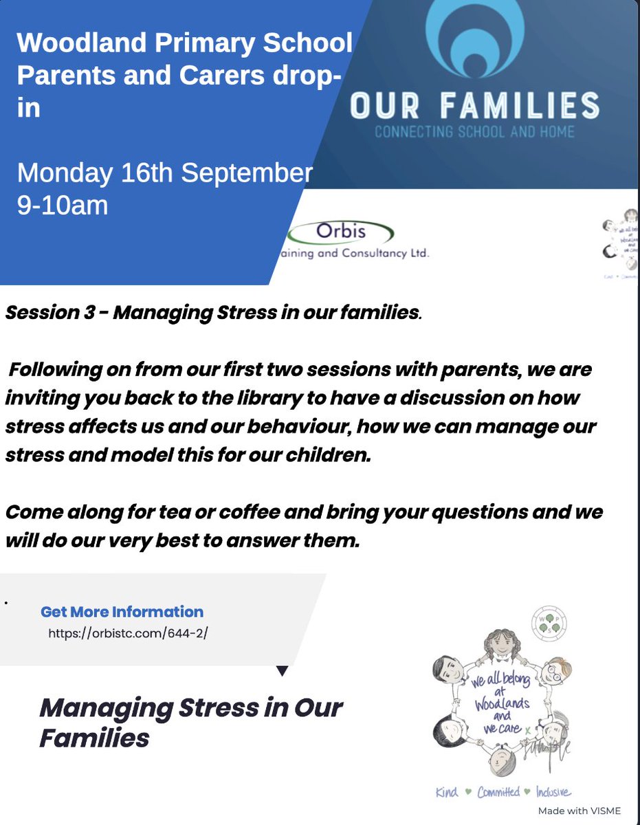 Reminder of Our Families session on Monday- all parents and carers welcome. #values #familylearning