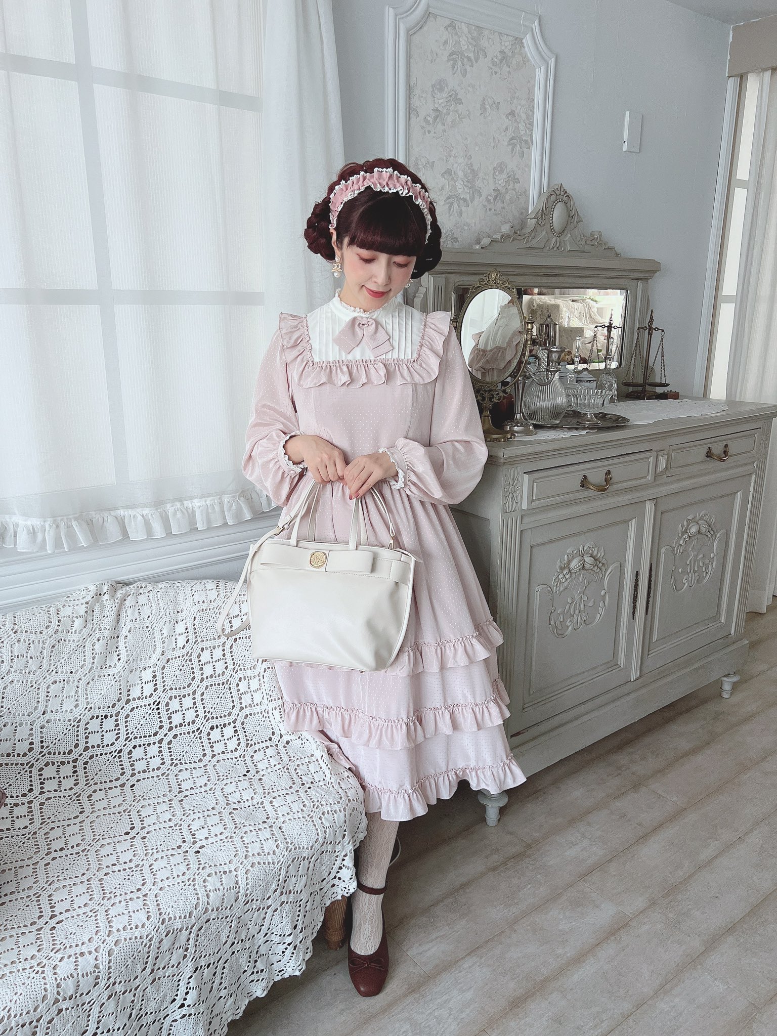 メロディバスケット　リボンいっぱいカチューシャ ベルベット　モーヴ リボンいっぱいカチューシャ-Melody BasKet(メロディバスケット