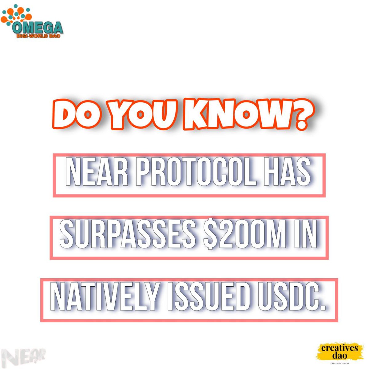 Good morning world 🌞 

Do you know?
According to Odaily, NEAR Protocol's native issuance of USDC has exceeded $200 million.

<a href="/ilblackdragon/">Illia (root.near) (🇺🇦, ⋈)</a> <a href="/NEARProtocol/">NEAR Protocol</a> <a href="/CreativesDao/">CreativesDAO</a> @neardc <a href="/beatdaonear/">BeatDAO</a> <a href="/metaverse_radio/">METAVERSE RADIO™️ WMVR-db Chicago 🐰🕳</a> <a href="/culturenature07/">Culture Dao</a>
