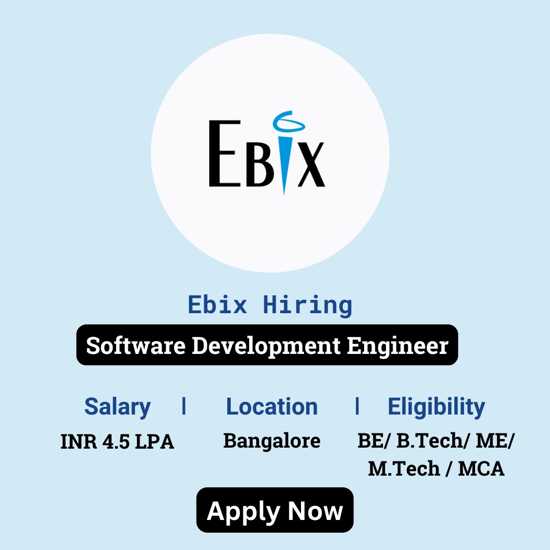 karthikpattadi's tweet image. 🔍 Ebix Careers 2024 🔍
Ebix is hiring for the position of Software Development Engineer.
🔗 Apply Here: zurl.co/Yr41
💬 Join Our WhatsApp Group: zurl.co/HzO9
#Ebix #SoftwareDevelopmentEngineer #TechCareers #SoftwareEngineering #CareerOpportunities