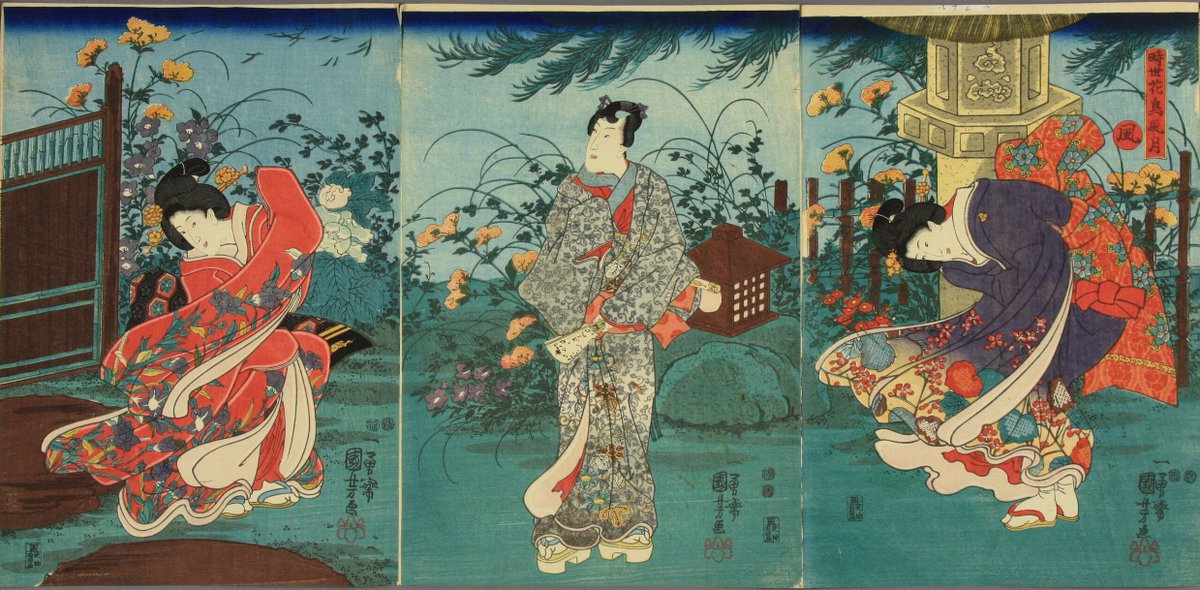 waseda_univ_WUL's tweet photo. 企画展《江戸の「源氏遊び」》近日開催です！今回の目玉は歌川国貞（三代豊国）らが主に「偐紫田舎源氏」を題材に描いた3枚続き錦絵70組を、長く長く接いだ2帖の折本「げんじのうつし絵」！その艶やかさは圧巻です！会期中、何度も展示替えして全頁公開！詳細はHPをチェック！https://t.co/spCKhndjE7 https://t.co/666bjBH0pN