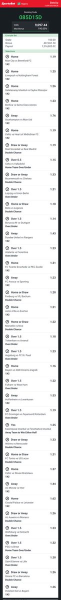 Hey check out the bet I just placed on Sportybet! sportybet.com/ng/?shareCode=…