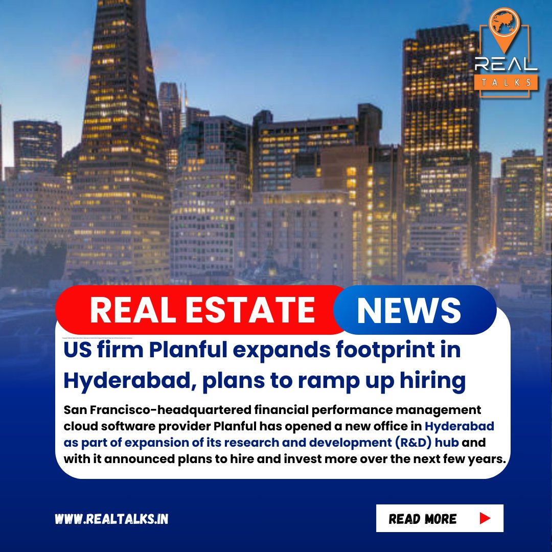 Realtalkshyd's tweet photo. WhatsApp link :
https://t.co/C7vvcVOb4m
San Francisco-headquartered financial performance management cloud software provider Planful has opened a new office in Hyderabad as part of expansion of its research and development (R&amp;D) 
For more information : https://t.co/NqNEQUHDmD https://t.co/dVuMdNMjHG