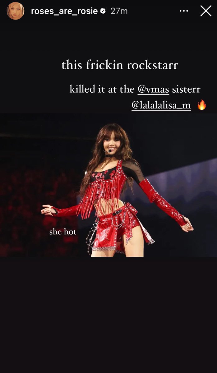 LISANATIONS_'s tweet photo. ROSÉ IG story update with Lisa 🤍

ROCKSTAR LISA ON VMAS 
LISA OUR BEST KPOP 
#LISA_VMAs2ndWin 
#LISAisBACK_VMAs #VMAs https://t.co/vVU39JLv7Y