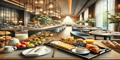 في الفنادق، يتم تقديم مجموعة متنوعة من الأطعمة لتلبية احتياجات الضيوف المختلفة. تختلف قائمة الطعام حسب نوع الفندق وتصنيفه، لكنها تشمل عادةً مجموعة من الخيارات العالمية والمحلية.