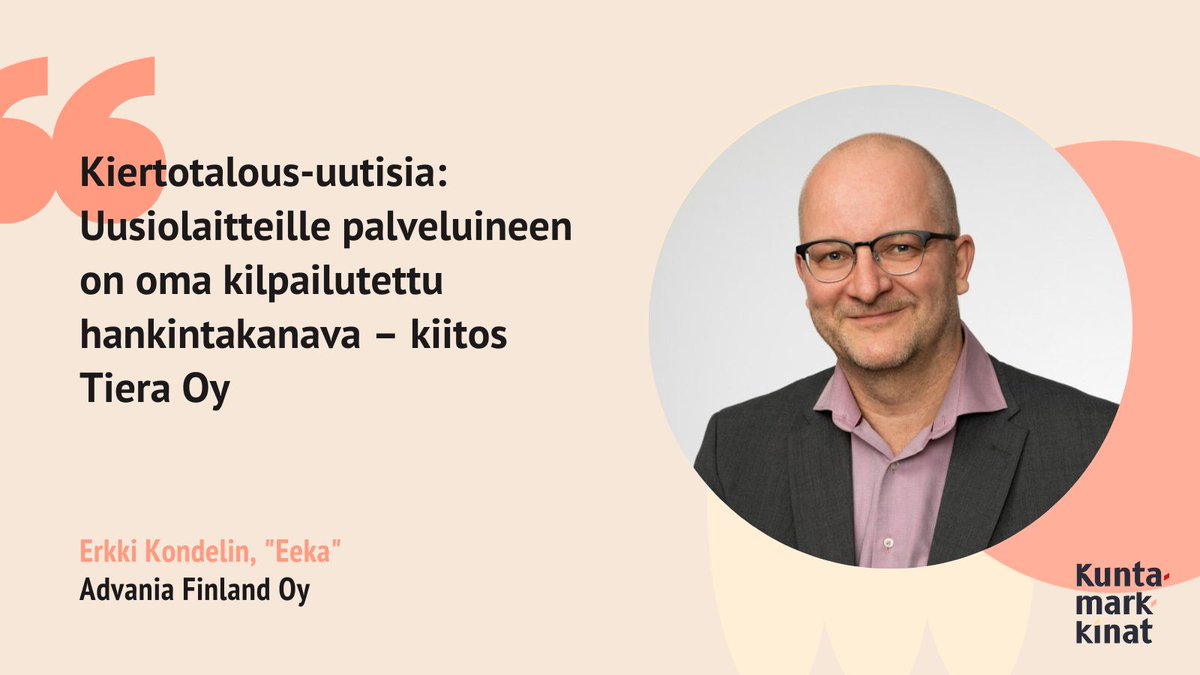 ✨Kumppaniblogi✨

"Kiertotalous-uutisia: Uusiolaitteille palveluineen on oma kilpailutettu hankintakanava – kiitos Tiera Oy" - Erkki Kondelin, "Eeka", Advania Finland Oy

👉Lue blogikirjoitus osoitteessa kuntamarkkinat.fi/blogit/kiertot…

#kuntamarkkinat #kommunmarknaden