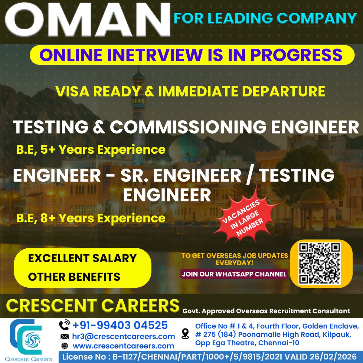 jobstoabroad's tweet image. RECRUITMENT FOR OMAN

ONLINE INTERVIEW IS IN PROGRESS

jobstoabroad.com/job/testing-co…

Contact: +91-99403 04525

#seniorengineer #testingengineer #commissioningengineer #abroadjobs #abroadjobsforindians #omanjob
